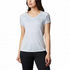 Koszulka z krótkim rękawem Damska Running Columbia Zero Rules™ Szary. Szare koszulki sportowe Columbia, bez wzorów, bez ramiączek. Za 120.99 zł.