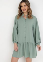 Miętowa Sukienka Amarheis. Zielone sukienki Born2be, l, bez wzorów, bez kołnierzyka, bez ramiączek, mini. Za 54.99 zł.
