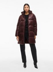 Vila Płaszcz zimowy w kolorze bordowym rozmiar: 38. Brązowe płaszcze Vila, na zimę, bez wzorów, z poliamidu, bez kaptura. Za 204.96 zł.