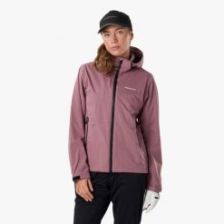 Kurtka przeciwdeszczowa golf damska Swedemount On Course Jacket II wodoodporna. Fioletowe kurtki sportowe SWEDEMOUNT, bez wzorów, z tkaniny, bez kaptura, na golfa. Za 449.99 zł.