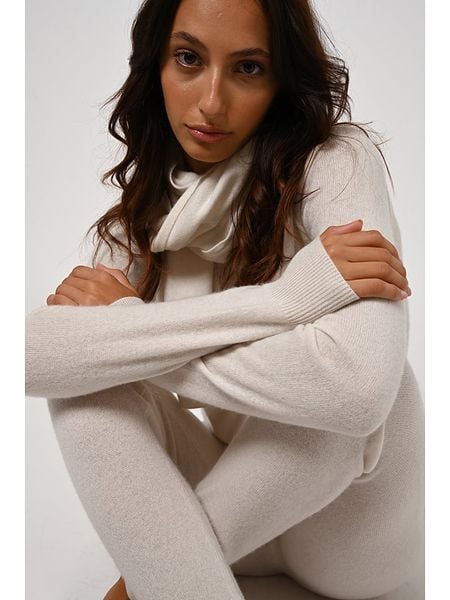 AUTHENTIC CASHMERE Kaszmirowy sweter "Etret" w kolorze kremowym rozmiar: L. Brązowe swetry AUTHENTIC CASHMERE, l, bez wzorów, z kaszmiru, bez ramiączek. Za 308.18 zł.