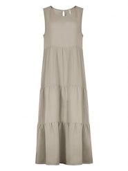 Sublevel Sukienka w kolorze szarobrązowym rozmiar: M. Brązowe sukienki Sublevel, m, bez wzorów, z wiskozy, bez kołnierzyka, bez ramiączek, midi. Za 82.99 zł.