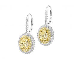 Kolczyki z białego i żółtego złota z diamentami - VS2/Fancy Light Yellow - 2,70 ct - próba 750. Białe kolczyki Apart, z diamentem, złote. Za 119,990.00 zł.