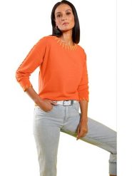 Heine Sweter w kolorze pomarańczowym rozmiar: 44. Pomarańczowe swetry Heine, bez wzorów, bez ramiączek. Za 72.95 zł.
