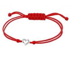 Bransoletka z elementami białego złota i diamentami - serce - 0,002 ct - próba 375. Białe bransoletki Apart, z diamentem, złote. Za 629.00 zł.