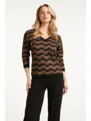 Smashed Lemon Sweter w kolorze czarno-jasnobrązowym rozmiar: M. Brązowe swetry Smashed Lemon, m, bez wzorów, bez ramiączek. Za 113.36 zł.
