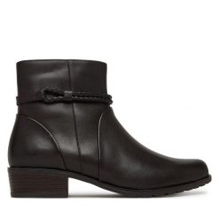 Botki Caprice. Brązowe botki Caprice, bez wzorów, bez obcasa, na płaskiej podeszwie, bez zapięcia. Za 489.99 zł.