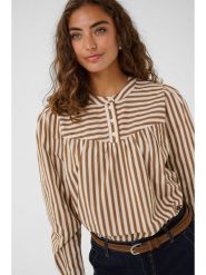 CULTURE Bluzka w kolorze karmelowo-białym rozmiar: L. Brązowe bluzki Culture, l, bez wzorów, bez kołnierzyka, bez ramiączek. Za 130.99 zł.