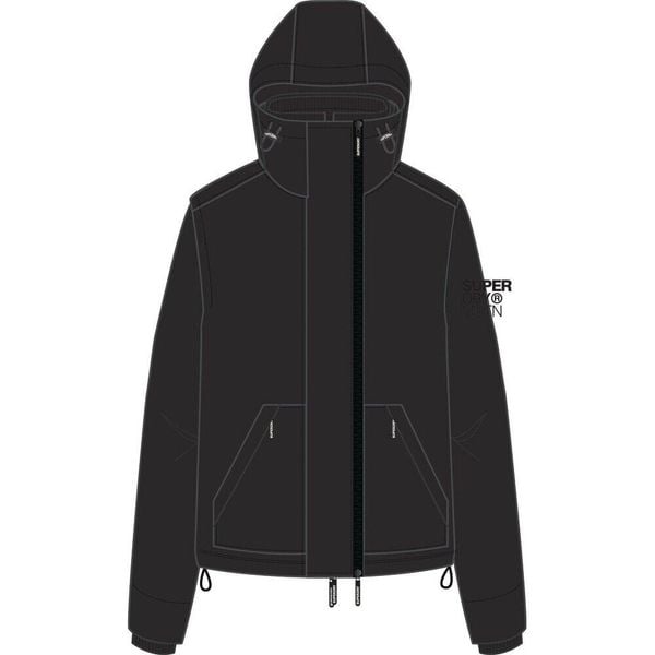 Damska wiatrówka Superdry. Czarne kurtki sportowe Superdry, bez wzorów, z softshellu, bez kaptura, trekkingowe. Za 488.00 zł.