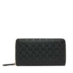 Duży Portfel Damski Valentino. Czarne portfele Valentino, bez wzorów. Za 299.99 zł.