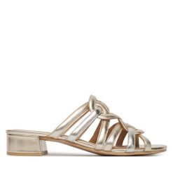 Klapki Caprice. Żółte klapki Caprice, bez wzorów, bez obcasa. Za 299.99 zł.