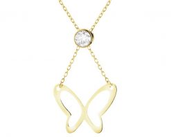 Złoty naszyjnik z cyrkonią - motyl. Żółte naszyjniki Apart, z cyrkonią, złote. Za 1,069.00 zł.