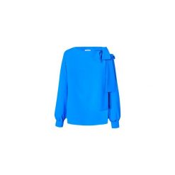 Niebieska bluzka damska z odkrytym ramieniem. Niebieskie bluzki Bien fashion, xl, bez wzorów, z poliesteru, eleganckie, bez kołnierzyka, bez ramiączek. Za 119.00 zł.