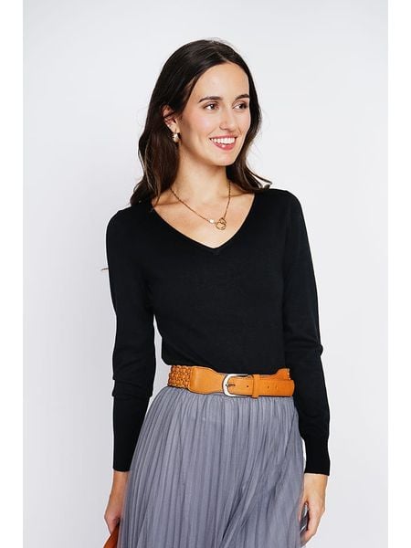 ASSUILI Sweter w kolorze czarnym rozmiar: 34. Czarne swetry Assuili, bez wzorów, z kaszmiru, bez ramiączek. Za 118.84 zł.