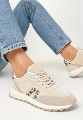 Beżowe Buty Sneakersy Sznurowane Yerotte. Brązowe obuwie sportowe Born2be, przed kostkę, bez zapięcia. Za 79.99 zł.