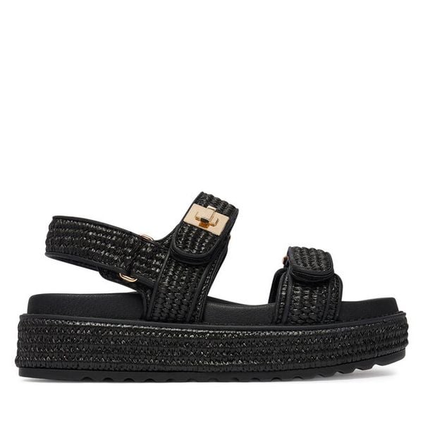 Sandały Steve Madden. Czarne sandały Steve Madden, bez wzorów, bez obcasa, na płaskiej podeszwie, bez zapięcia. Za 559.99 zł.