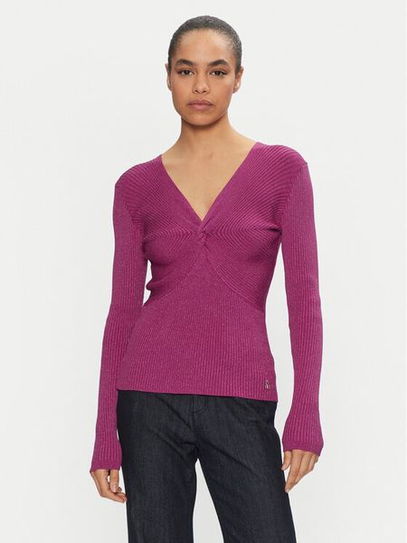 Artigli Sweter ACMA000110 Różowy Slim Fit. Czerwone swetry Artigli, s, bez wzorów, z wiskozy, bez ramiączek. Za 169.99 zł.