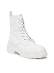 Jenny Fairy Trzewiki HZ90107-2 Biały. Białe botki Jenny Fairy, bez wzorów, ze skóry, bez obcasa, na płaskiej podeszwie, bez zapięcia. Za 143.99 zł.