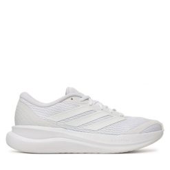Buty do biegania adidas. Białe obuwie sportowe Adidas, bez zapięcia, do biegania. Za 259.99 zł.