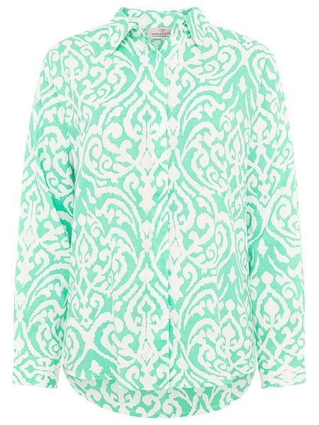 Zwillingsherz Bluzka "Ornaments" w kolorze turkusowo-białym rozmiar: L/XL. Białe bluzki Zwillingsherz, l, bez wzorów, z wiskozy, bez kołnierzyka, bez ramiączek. Za 83.03 zł.