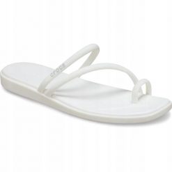 Klapki Dla Dorosłych Crocs Miami Toe Loop. Białe klapki Crocs, bez wzorów, z materiału, bez obcasa. Za 199.99 zł.