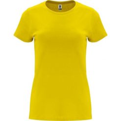 Damska Koszulka Z Krótkim Rękawem Capri. Żółte bluzki ROLY, l, bez wzorów, sportowe, bez kołnierzyka, bez ramiączek. Za 31.99 zł.