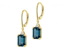 Kolczyki z żółtego złota z diamentami i topazami London Blue - próba 375. Niebieskie kolczyki Apart, z diamentem, złote. Za 2,759.00 zł.