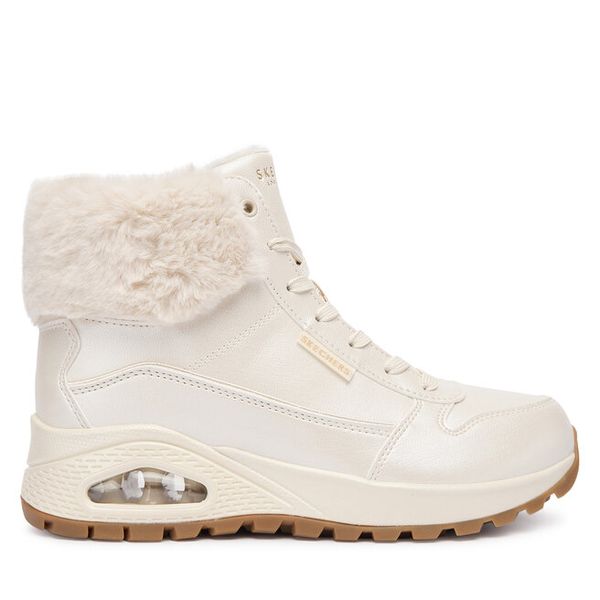 Trzewiki Skechers. Białe botki Skechers, bez wzorów, bez obcasa, na płaskiej podeszwie, bez zapięcia. Za 359.99 zł.