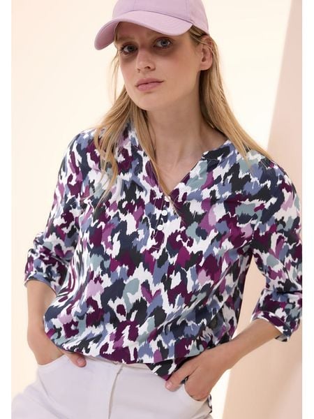 Cecil Bluzka w kolorze fioletowo-miętowo-białym rozmiar: M. Różowe bluzki Cecil, m, bez wzorów, z bawełny, bez kołnierzyka, bez ramiączek. Za 92.21 zł.