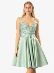 APART Sukienka w kolorze zielonym rozmiar: 36. Zielone sukienki Apart, bez wzorów, z koronki, sportowe, bez kołnierzyka, bez ramiączek, midi, rozkloszowane. Za 217.99 zł.