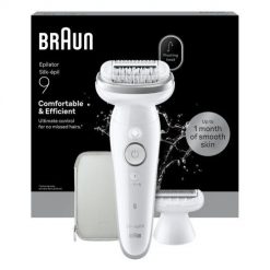 Braun Silk-épil 9 SES9-030 | Epilator | Operating time (max) 50 min | Number of power levels 2 | Wet & Dry | White/Silver. Depilatory Braun. Za 589.99 zł.