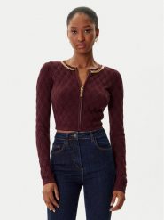 Elisabetta Franchi Kardigan MK-29B-56E2-V450 Bordowy Regular Fit. Czerwone kardigany Elisabetta Franchi, bez wzorów, z syntetyku. Za 1,949.00 zł.