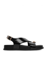 MEXX Sandały EO-W24Q18459-2 Czarny. Czarne sandały Mexx, bez wzorów, ze skóry, bez obcasa, na płaskiej podeszwie, bez zapięcia. Za 299.99 zł.