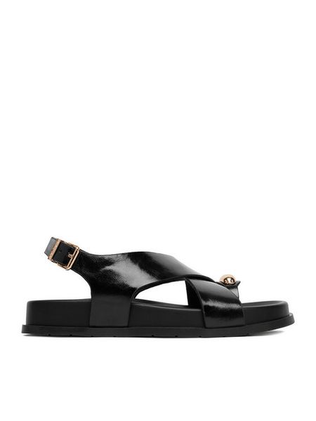 MEXX Sandały EO-W24Q18459-2 Czarny. Czarne sandały Mexx, bez wzorów, ze skóry, bez obcasa, na płaskiej podeszwie, bez zapięcia. Za 299.99 zł.