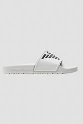 EMPORIO ARMANI Białe klapki Mules PVC logo. Białe klapki Emporio Armani, bez wzorów, bez obcasa. W wyprzedaży za 184.99 zł.