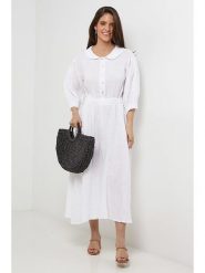Rodier Lin Lniana sukienka w kolorze białym rozmiar: L/XL. Białe sukienki Rodier Lin, l, bez wzorów, ze lnu, bez kołnierzyka, bez ramiączek, maxi. Za 212.95 zł.
