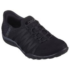 Buty sportowe Sneakersy damskie, Slip-ins: Breathe Easy - Roll With Me. Czarne obuwie sportowe Skechers, z gumy, bez zapięcia, trekkingowe. Za 349.99 zł.