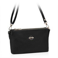 Listonoszka skórzana BETLEWSKI TWB-DOL-45 CZARNY. Czarne torebki klasyczne bez wzorów, ze skóry, bez dodatków. Za 169.15 zł.