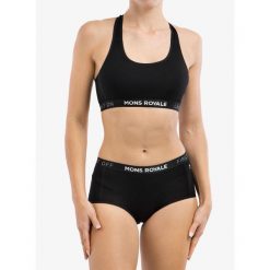 Biustonosz sportowy Mons Royale Sierra Sports Bra. Czarne bielizna sportowa Mons Royale, m, bez wzorów. Za 188.99 zł.