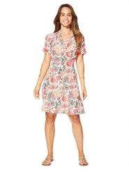 Aller Simplement Sukienka w kolorze biało-różowym rozmiar: 38/40. Białe sukienki Aller Simplement, bez wzorów, z wiskozy, klasyczne, bez kołnierzyka, bez ramiączek, midi. Za 78.99 zł.