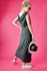 Długa Sukienka z Kamykiem Grafit. Szare sukienki Hultaj Polski, na co dzień, l, bez wzorów, z bawełny, eleganckie, bez kołnierzyka, bez ramiączek, maxi, proste. Za 219.00 zł.