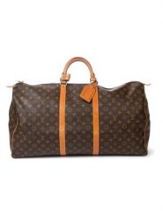 Louis Vuitton Torba podróżna "Keepall" w kolorze ciemnobrązowym - 60 x 26 x 31 cm rozmiar: onesize. Brązowe torby podróżne Louis Vuitton, bez wzorów, z materiału. Za 4,950.99 zł.