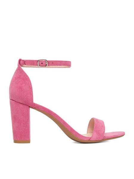 DeeZee Sandały P-6398 Różowy. Czerwone sandały DeeZee, bez wzorów, z materiału, bez obcasa, na słupku, bez zapięcia. Za 139.99 zł.