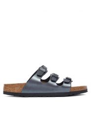 Birkenstock Klapki Florida 1033035 Czarny. Czarne klapki Birkenstock, bez wzorów, z syntetyku, bez obcasa. Za 399.99 zł.