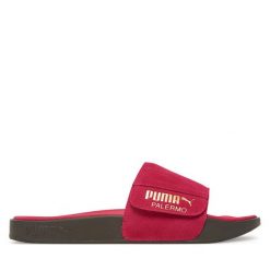 Klapki Puma. Czerwone klapki Puma, bez wzorów, bez obcasa. Za 209.99 zł.