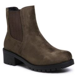 Jenny Fairy WS2707-15 Khaki. Brązowe botki Jenny Fairy, bez wzorów, z materiału, bez obcasa, bez zapięcia. Za 119.99 zł.