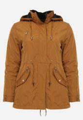 Brązowo-Czarna Przejściowa Kurtka Dwustronna Parka z Pikowaniem i Kapturem Tidare. Brązowe kurtki Born2be, l, bez wzorów, z jeansu. Za 99.99 zł.