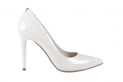 Szpilki Bayla-056 1810-685 Biały, Skóra naturalna lakierowana - 40. Białe szpilki Bayla, bez wzorów, z lakierowanej skóry, wizytowe, bez obcasa, na szpilce, bez zapięcia. W wyprzedaży za 134.10 zł.