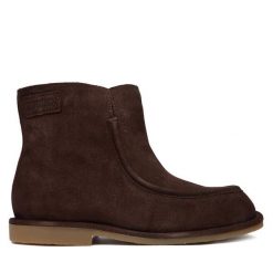 Botki Bronx. Brązowe botki Bronx, bez wzorów, bez obcasa, na płaskiej podeszwie, bez zapięcia. Za 539.99 zł.