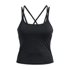 Koszulka fitness damska Under Armour Meridian Fitted Tank. Czarne bluzki Under Armour, l, bez wzorów, sportowe, bez kołnierzyka, bez ramiączek. Za 149.99 zł.